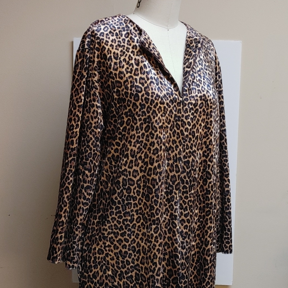 VTG Ruth Norman New York Velour Animal Print Caftan M/L - Picture 11 of 17